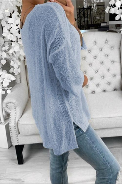 Dam Tröja V-ringad Långärmad Polyester Lös Passform-5