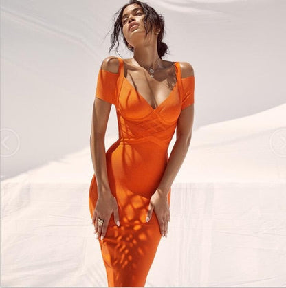 Variant image for Kvinna Midi Klänning V-ringad Spandex Nylon Etui-4