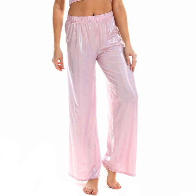 Dam Byxor Med Resår I Midjan Snygga Långa Polyester-6