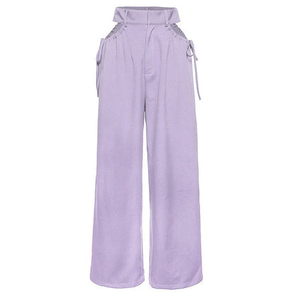 Lösa Mjukisbyxor Dam i Monokrom Design av Bomullspolyester – Hög Midja för Optimal Rörelsefrihet 9