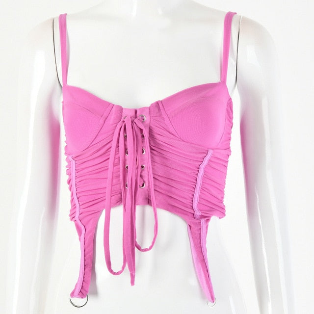 Variant image for Dam Crop Top Snörning Blixtlås Polyester Spandex-3