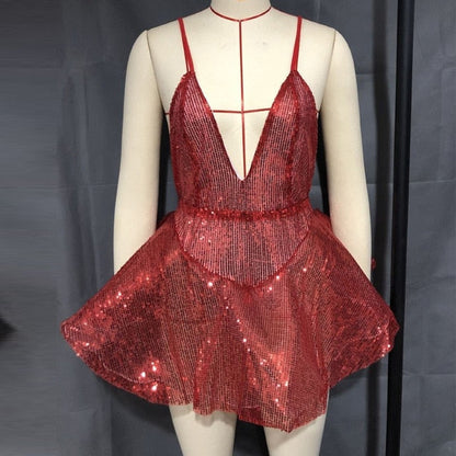 Variant image for Dam Asymmetrisk Ballklänning Spandex med Paljetter-5