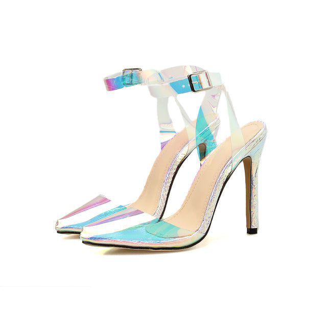Dam Högklackade Sandaler Ankelrem PVC-1