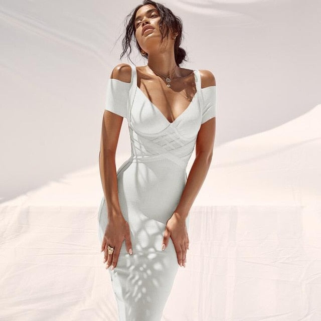 Variant image for Kvinna Midi Klänning V-ringad Spandex Nylon Etui-6