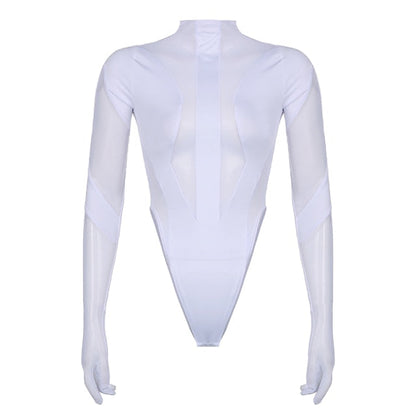 Dam Bodysuit Turtleneck Transparent Mesh Polyester Smal Passform-1