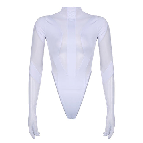 Dam Bodysuit Turtleneck Transparent Mesh Polyester Smal Passform-1
