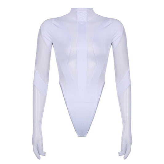Dam Bodysuit Turtleneck Transparent Mesh Polyester Smal Passform-1