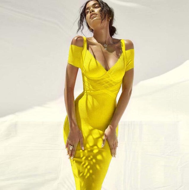 Variant image for Kvinna Midi Klänning V-ringad Spandex Nylon Etui-7