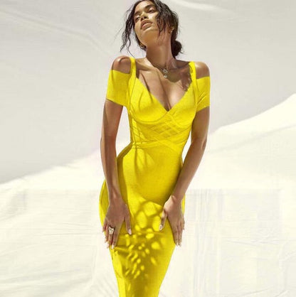 Variant image for Kvinna Midi Klänning V-ringad Spandex Nylon Etui-7