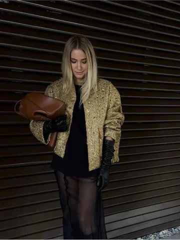 Dam Paljettjacka Festlig Polyester-3