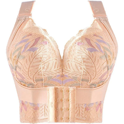 Vadderad Push-up BH med Blommönster och Spets – Komfortabel och Stödjande Design för Kvinnor 9