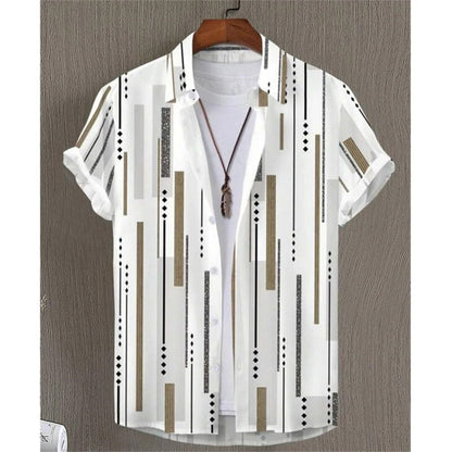 Herrskjorta Randig Modern Polyester Lätt och Andningsbar-2