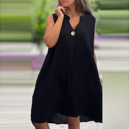 Kvinna MIDI-klänning V-ringning Lätt Material 11