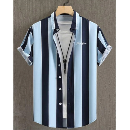 Variant image for Herrskjorta Randig Modern Polyester Lätt och Andningsbar-33