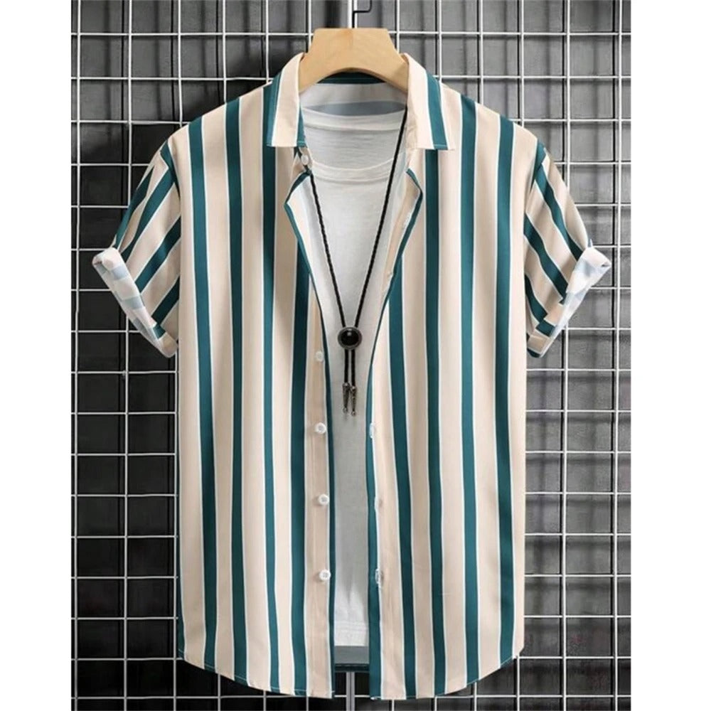 Randig Herrskjorta i Lätt och Andningsbar Polyester – Modern Design för Vardags och Fest 6