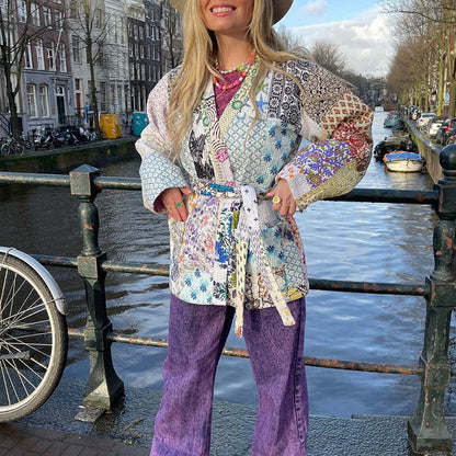 Kvinnors Kofta Modern Silhuett Färgglad Polyester 3