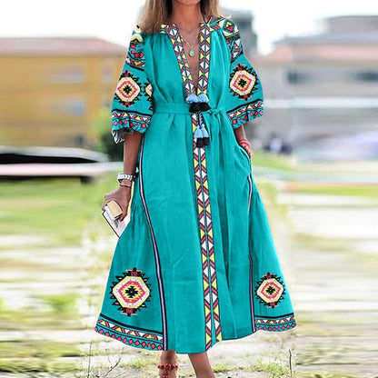 Kvinnors Klänning Svängande Snitt Digitaltryck Polyester-2