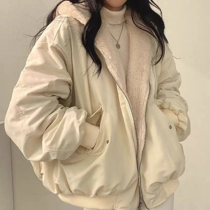 Dam Lång Vinterjacka Dubbelskiktad Koreansk Stil Polyester 3
