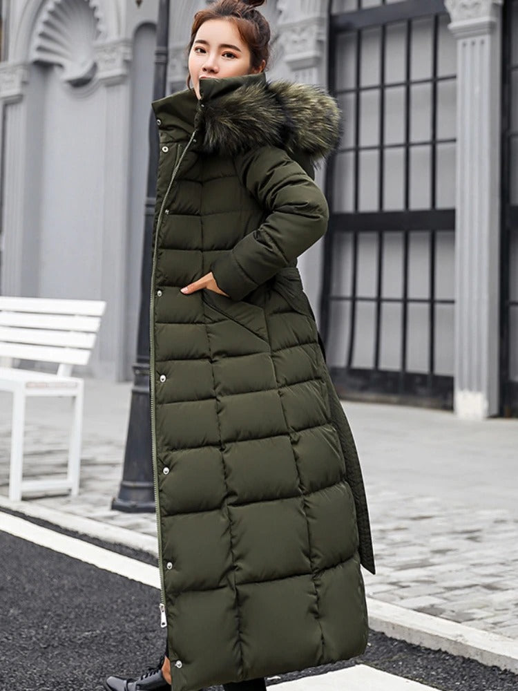 Vinterkappa Dam Elegant Fleece Lång Kappa för Vintern-4