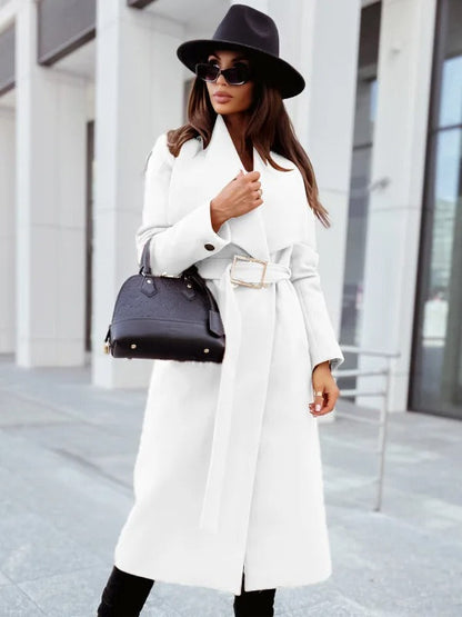 Lång Trenchcoat Dam med V-hals och Bälte i Polyester – Modern och Elegant För Kalla Dagar 8
