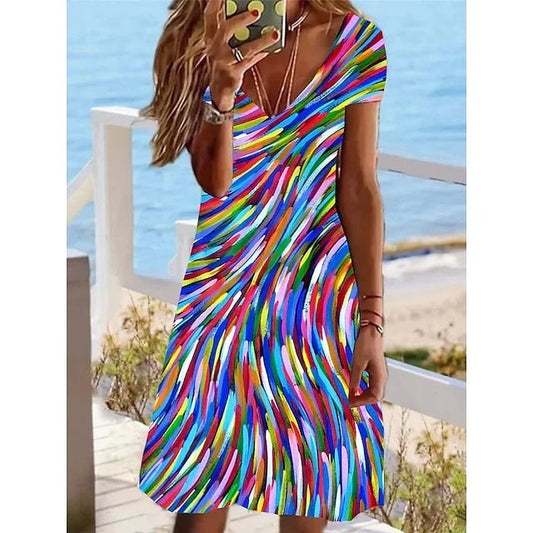 Kvinnors Fritidsklänning Lätt Material Elegant Snitt-1