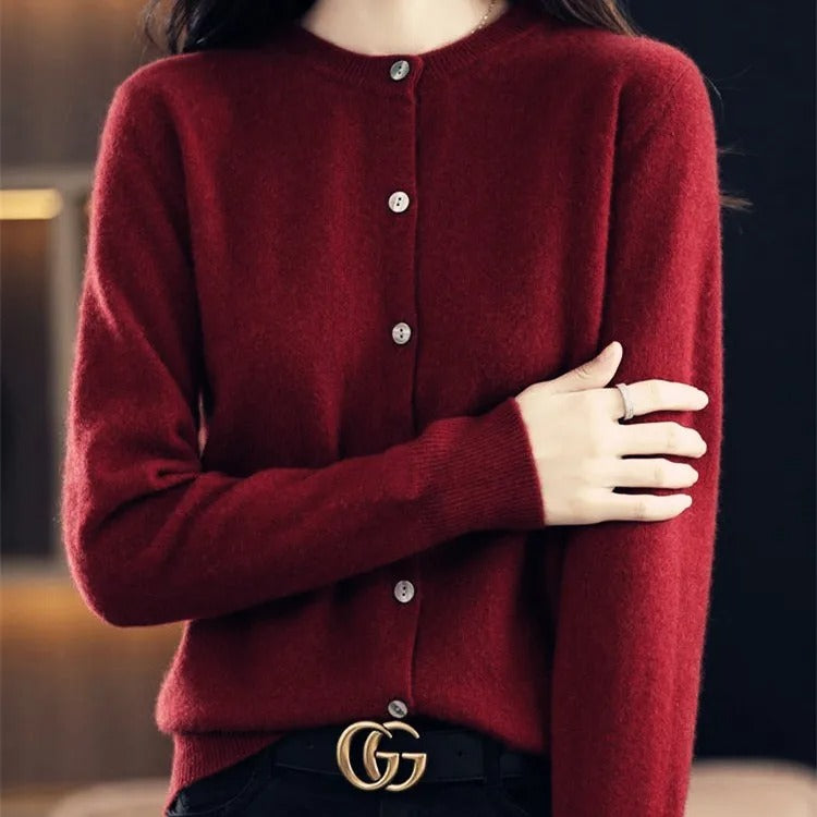 Variant image for Dam Stickad O-hals Tröja Polyester för Höst och Vinter-11