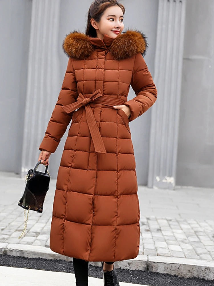 Vinterkappa Dam Elegant Fleece Lång Kappa för Vintern-1