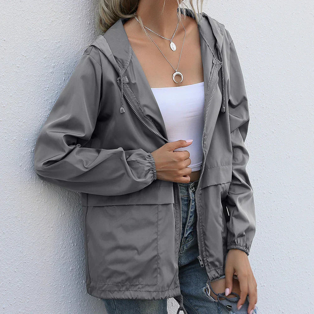 Herrjacka Casual med Huvkrage Polyester-2