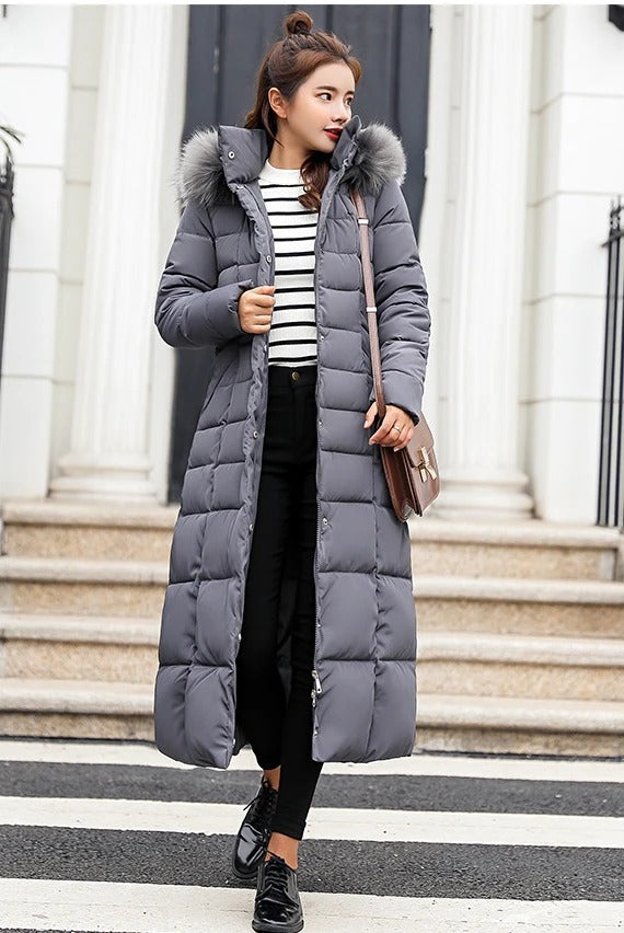 Vinterkappa Dam Elegant Fleece Lång Kappa för Vintern-3