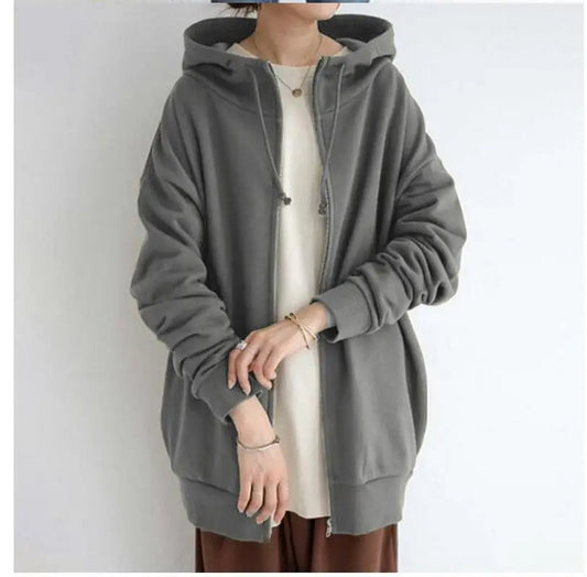 Kvinnors Hoodie Avslappnad Bomull-1
