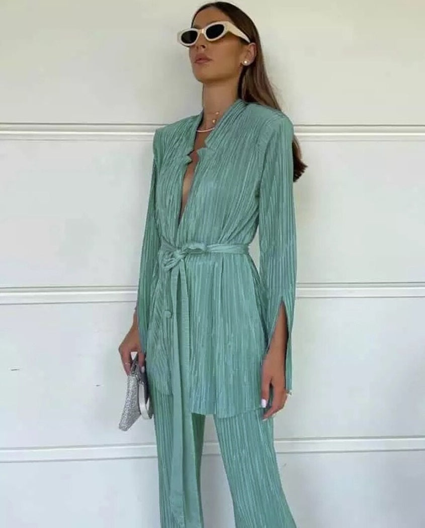 Dam Set Bodycon Blazer Byxor Högkvalitativt Tyg-2