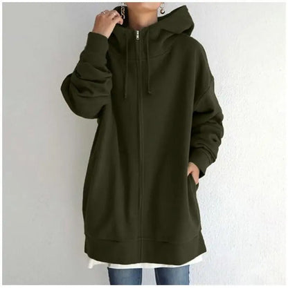 Kvinnors Hoodie Avslappnad Bomull-5