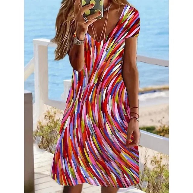 Kvinnors Fritidsklänning Lätt Material Elegant Snitt-3