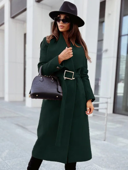 Lång Trenchcoat Dam med V-hals och Bälte i Polyester – Modern och Elegant För Kalla Dagar 11