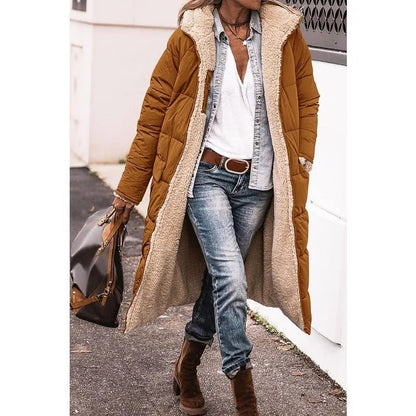 Variant image for Damjacka Lång Vändbar Sherpa Fleece Vindavvisande Med Huva-37