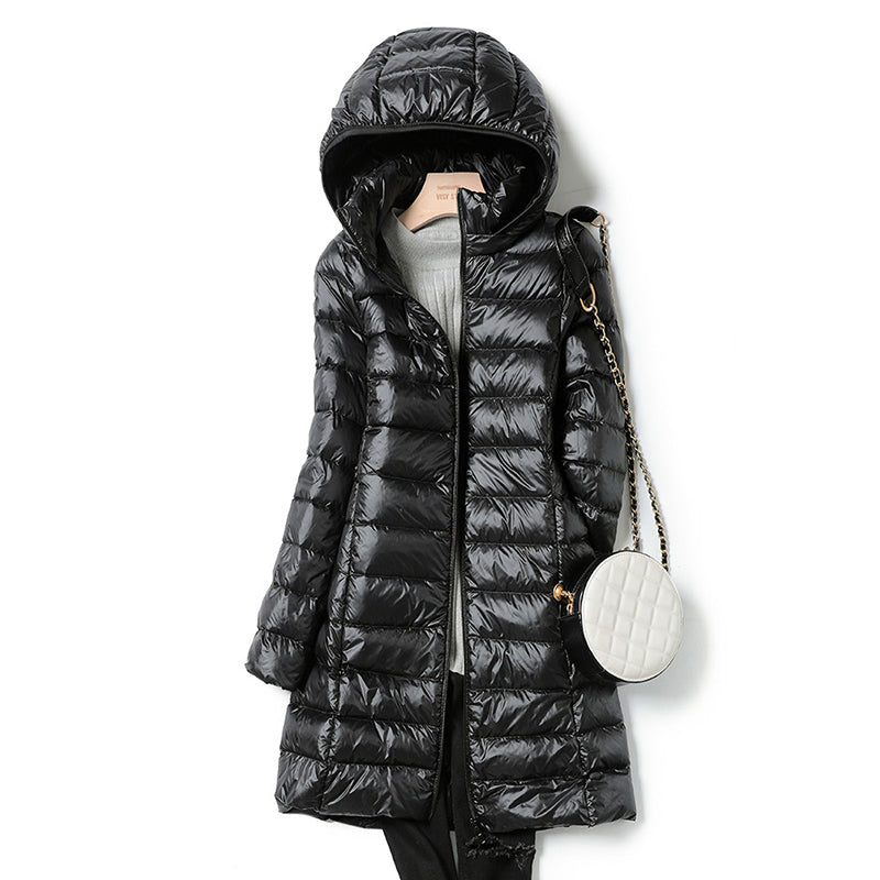 Damjacka Quiltad med Huva Polyester för Kalla Vinterdagar-3