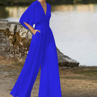 Kvinnors Hög Midja Jumpsuit i Lätt Polyester med Bred Halsringning – Elegant och Bekväm för Vardags och Fest 6
