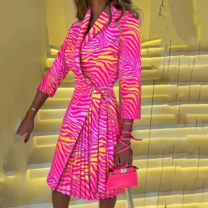 Damklänning Elegant Veckad Lätt Material-4