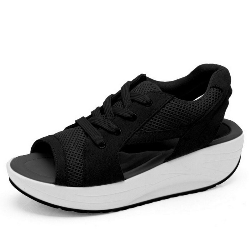 Dam Sandaler Peep-tå Syntetiska Material med Kontrastpaneler-4
