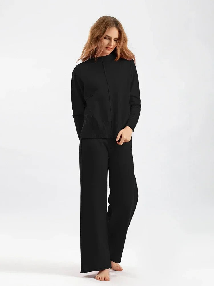 Kvinnors Tvådelad Outfit Högmidjade Byxor Akryl Tröja 3
