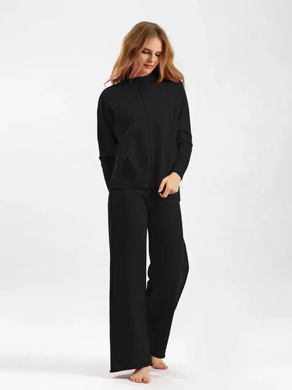 Kvinnors Tvådelad Outfit Högmidjade Byxor Akryl Tröja 8