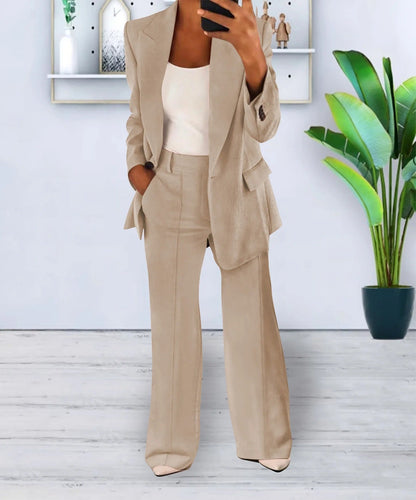 Variant image for Kvinnors Kostym Ensemble Slim Cardigan och Raka Byxor Högkvalitativt Tyg-25