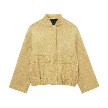 Damer Överdimensionerad Kappa med Guldpaljetter Polyester-4