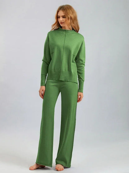 Kvinnors Tvådelad Outfit Högmidjade Byxor Akryl Tröja 4