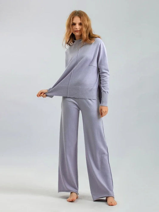 Kvinnors Tvådelad Outfit Högmidjade Byxor Akryl Tröja 1