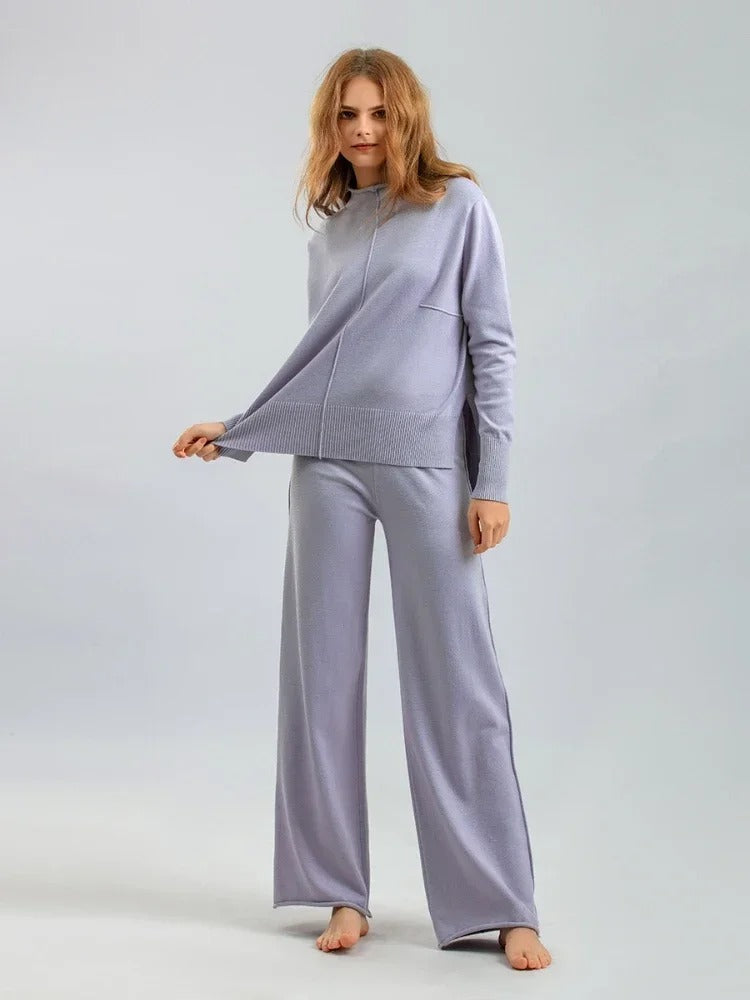 Kvinnors Tvådelad Outfit Högmidjade Byxor Akryl Tröja 6