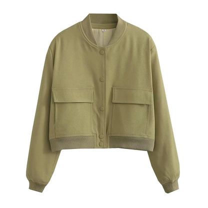 Kvinnors Kort Jacka Bomberkrage Polyester-5