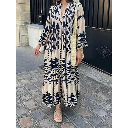 Dam Sommarklänning V-ringning Korta Ärmar Ruffles Lätt Material-5