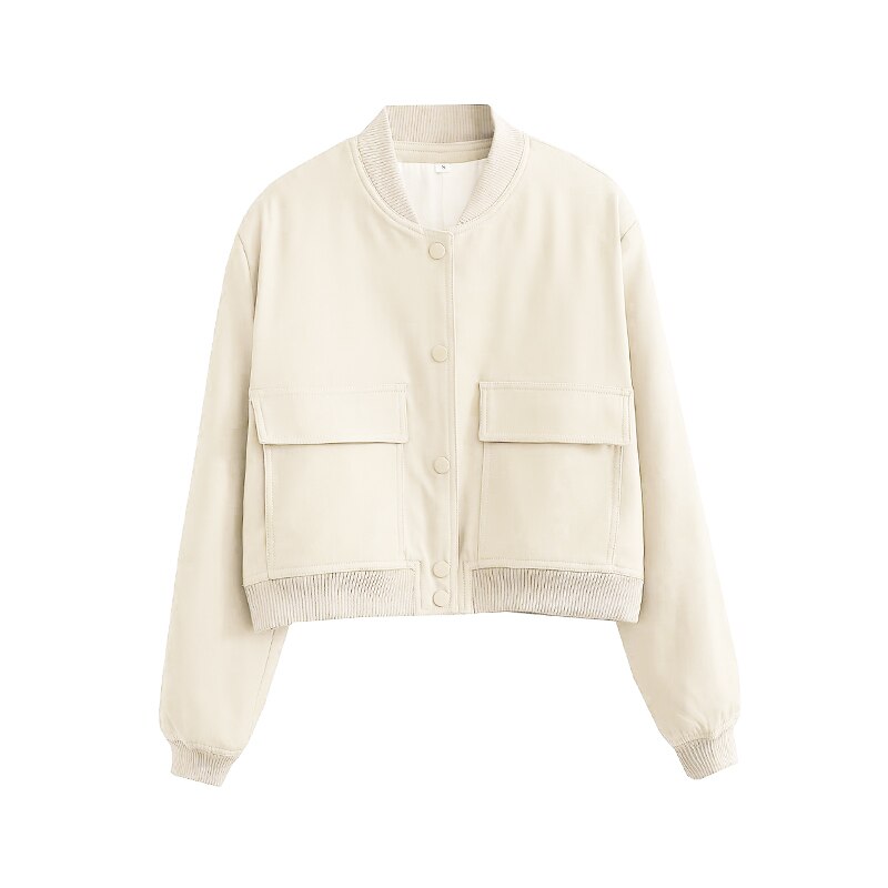 Kvinnors Kort Jacka Bomberkrage Polyester-1