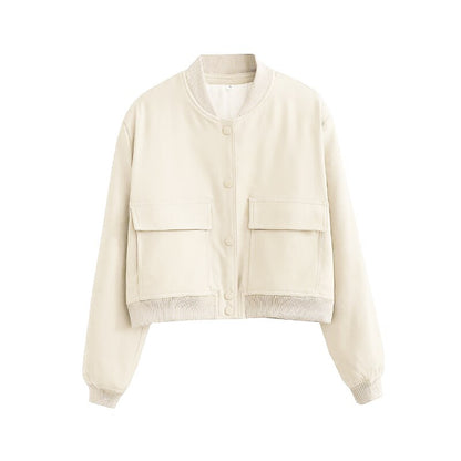 Kvinnors Kort Jacka Bomberkrage Polyester-1